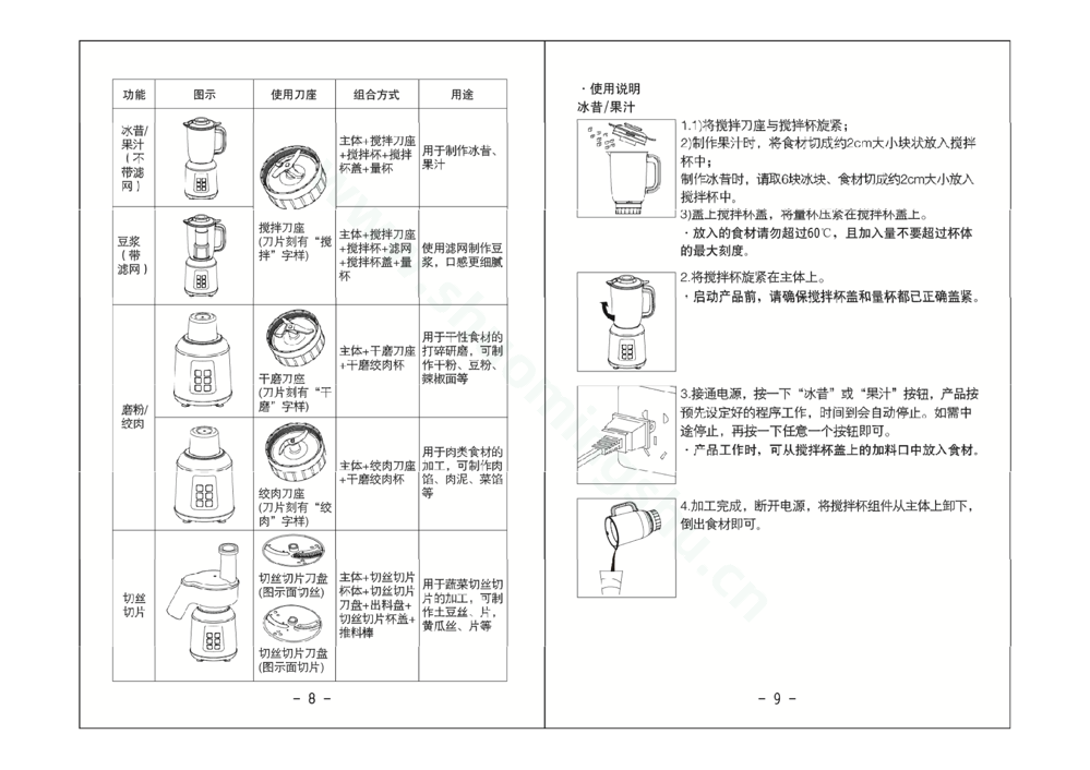 九阳料理机JYL-C63V说明书第6页