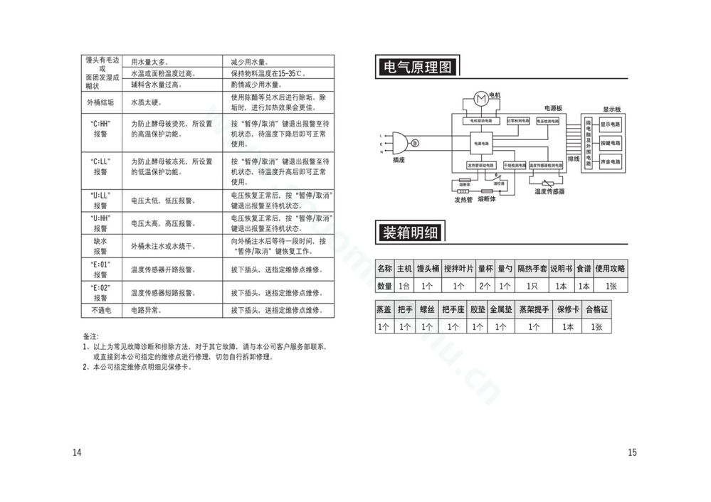 九阳馒头机MT75S-M77A说明书第9页