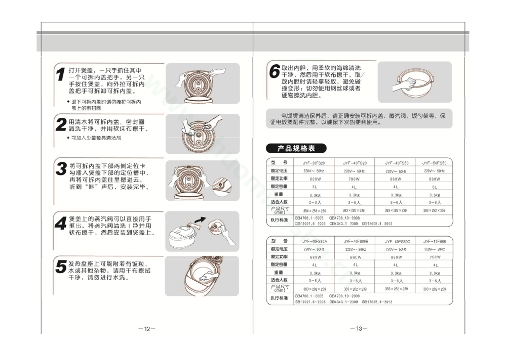 九阳电饭煲JYF-40FS60说明书第8页