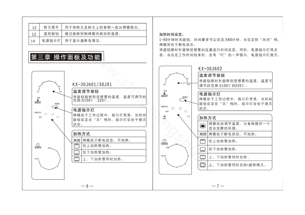 九阳电烤箱KX-30J602说明书第5页