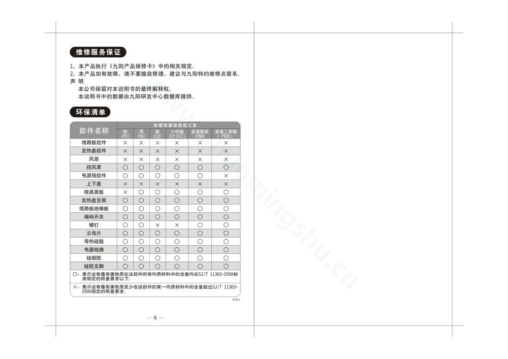 九阳电磁灶H22-X3(升级)说明书第6页