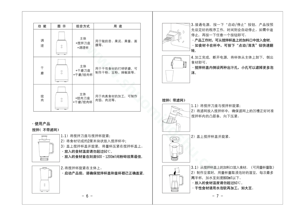 九阳料理机JYL-C020说明书第5页