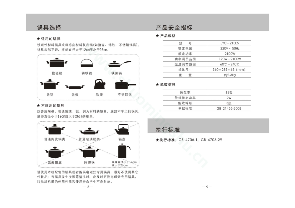 九阳电磁灶JYC-21EE5说明书第6页