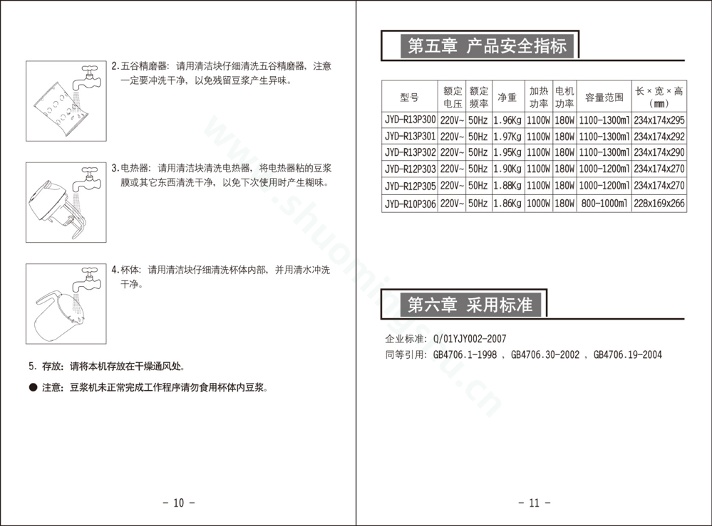 九阳豆浆机JYD-R10P306说明书第7页